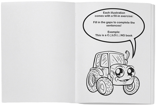 Página en la que aparece un simpático tractor explicando como realizar los ejercicios en inglés